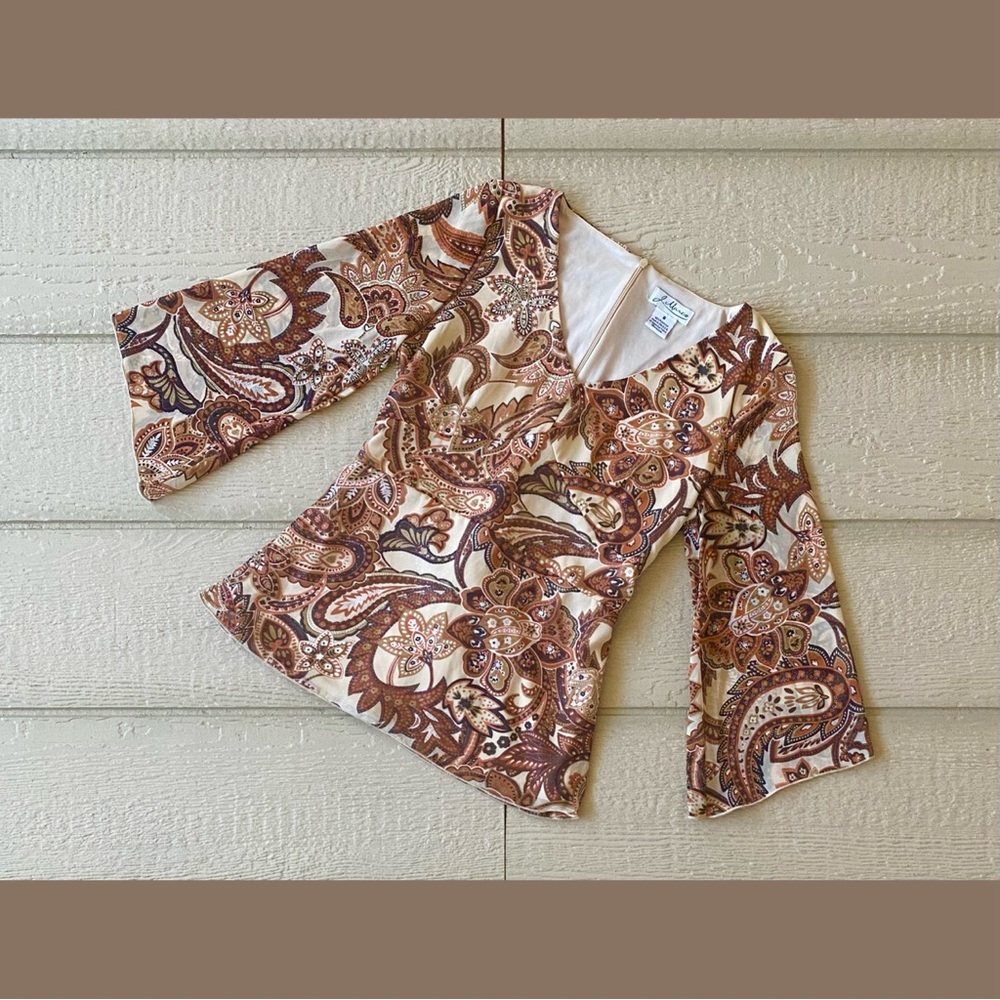 J. Marco Y2K Bell Sleeve Tie Blouse